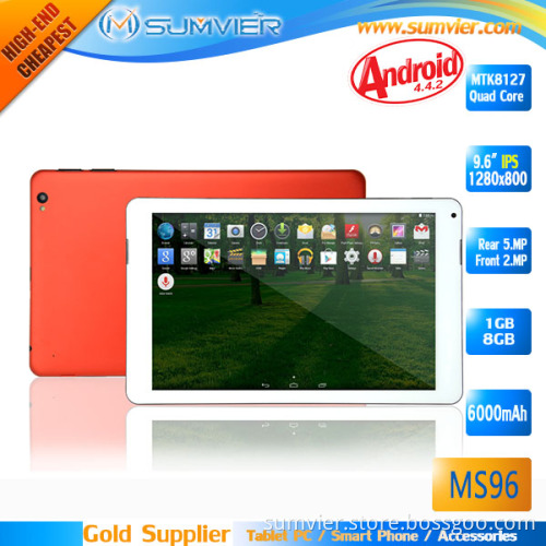 Cheapest 9.6" Mt8127 Quad Core1g+8g 1280X800 IPS HDMI Android Tablet PC (MS96)
